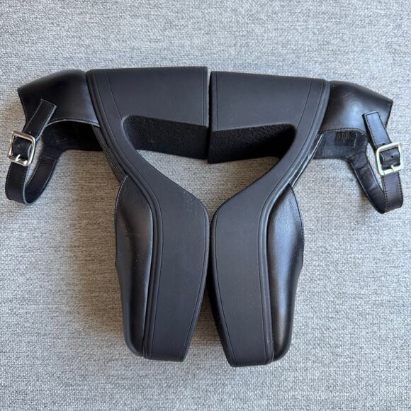 Free People Gwen Platform Mary Janes Black Shoes Boho Sz 8.5 - Picture 7 of 13